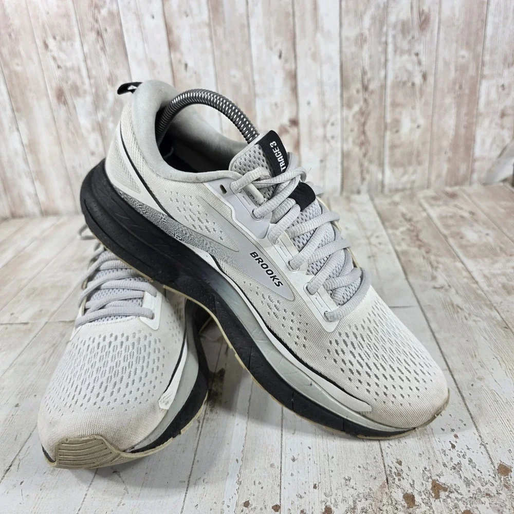 Brooks Trace 3 Womens Running Shoes White Grey Black Size 10 Medium B